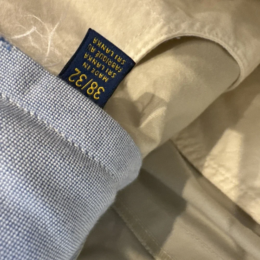 Polo Ralph Lauren Chino Pants Mens 38x32 Khaki Stretch‎ Straight Fit Pony Preppy